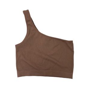 Bozzllo ribbed stretchy shoulder crop top sz small.